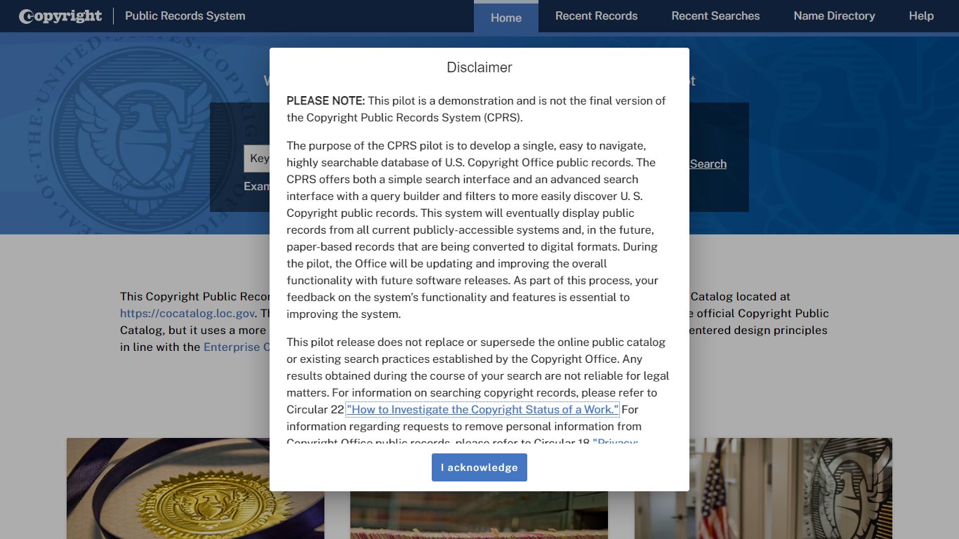 U.S. Copyright Public Records System